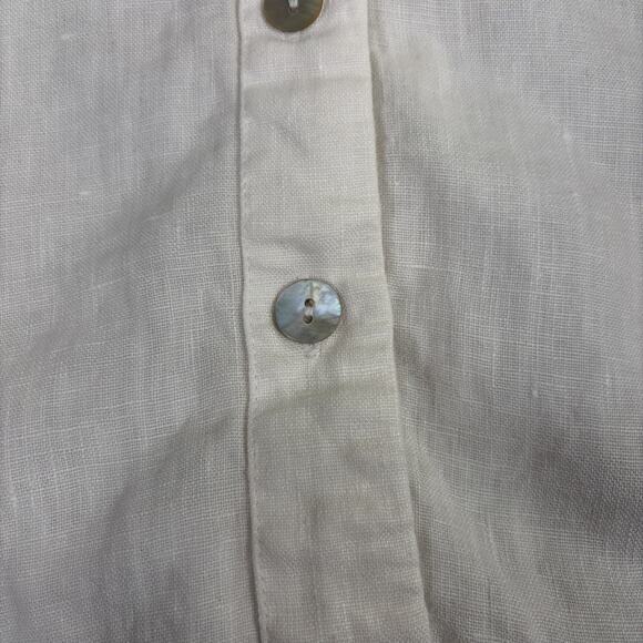 Hot Cotton Marc Ware Top Womens Small White 3/4 Sleeve 100% Linen Bnfts Charity - Picture 6 of 11